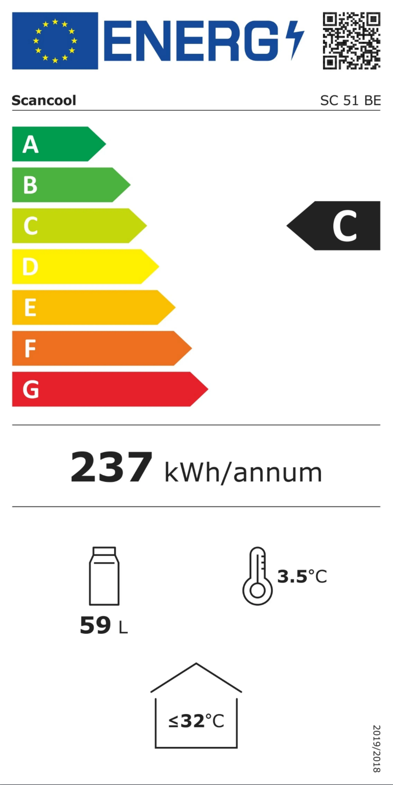 Page n°1 - Label énergétique Scancool SC 51 BE