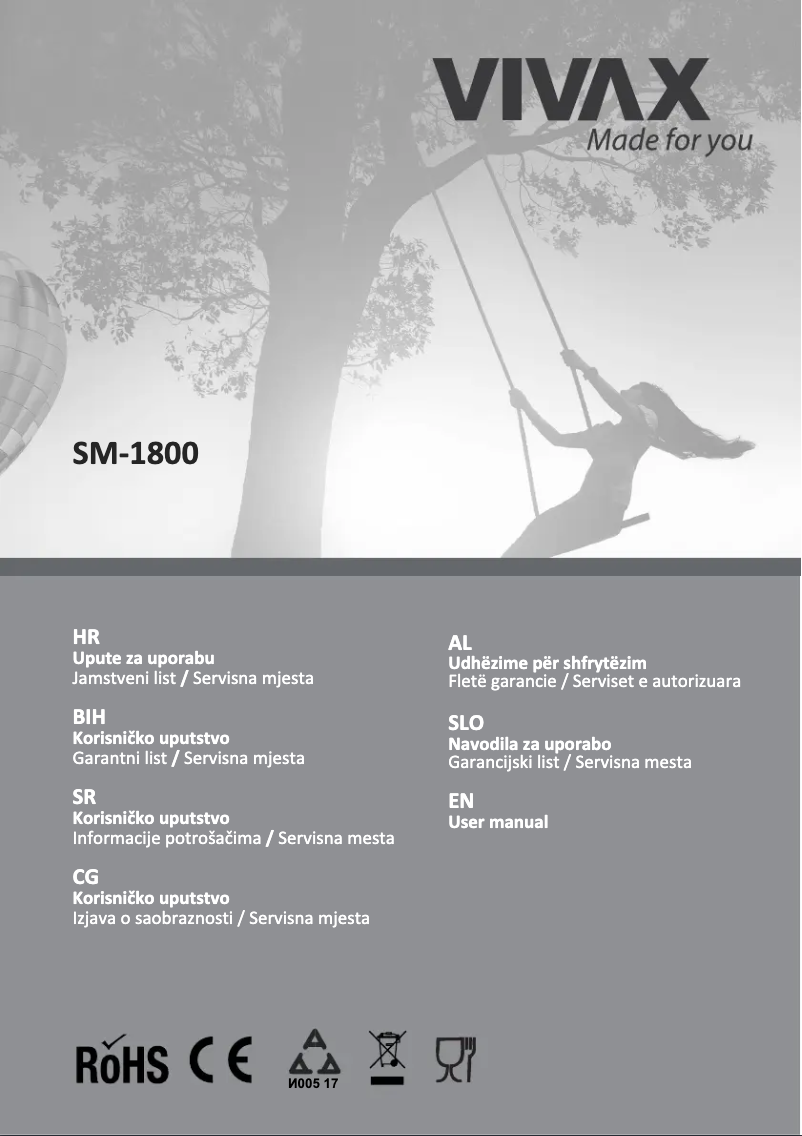 Page n°1 - Manuel utilisateur Vivax SM-1800