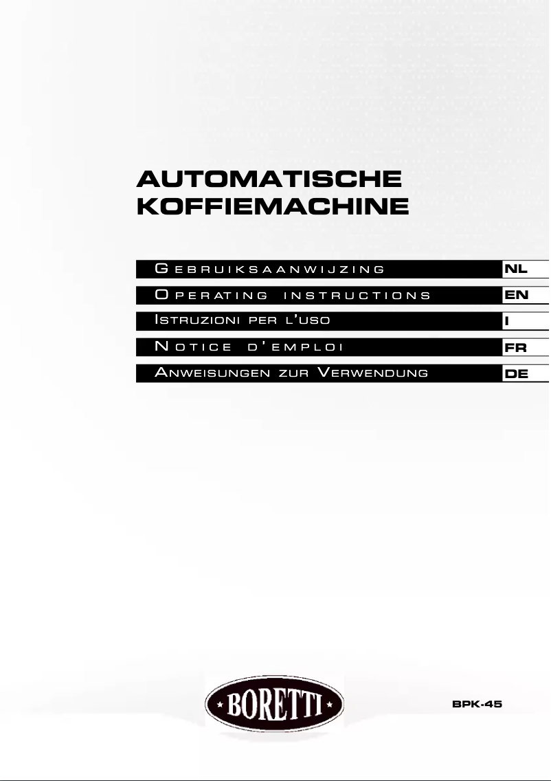 Página 1 del manual Manual de usuario Boretti BPK-45
