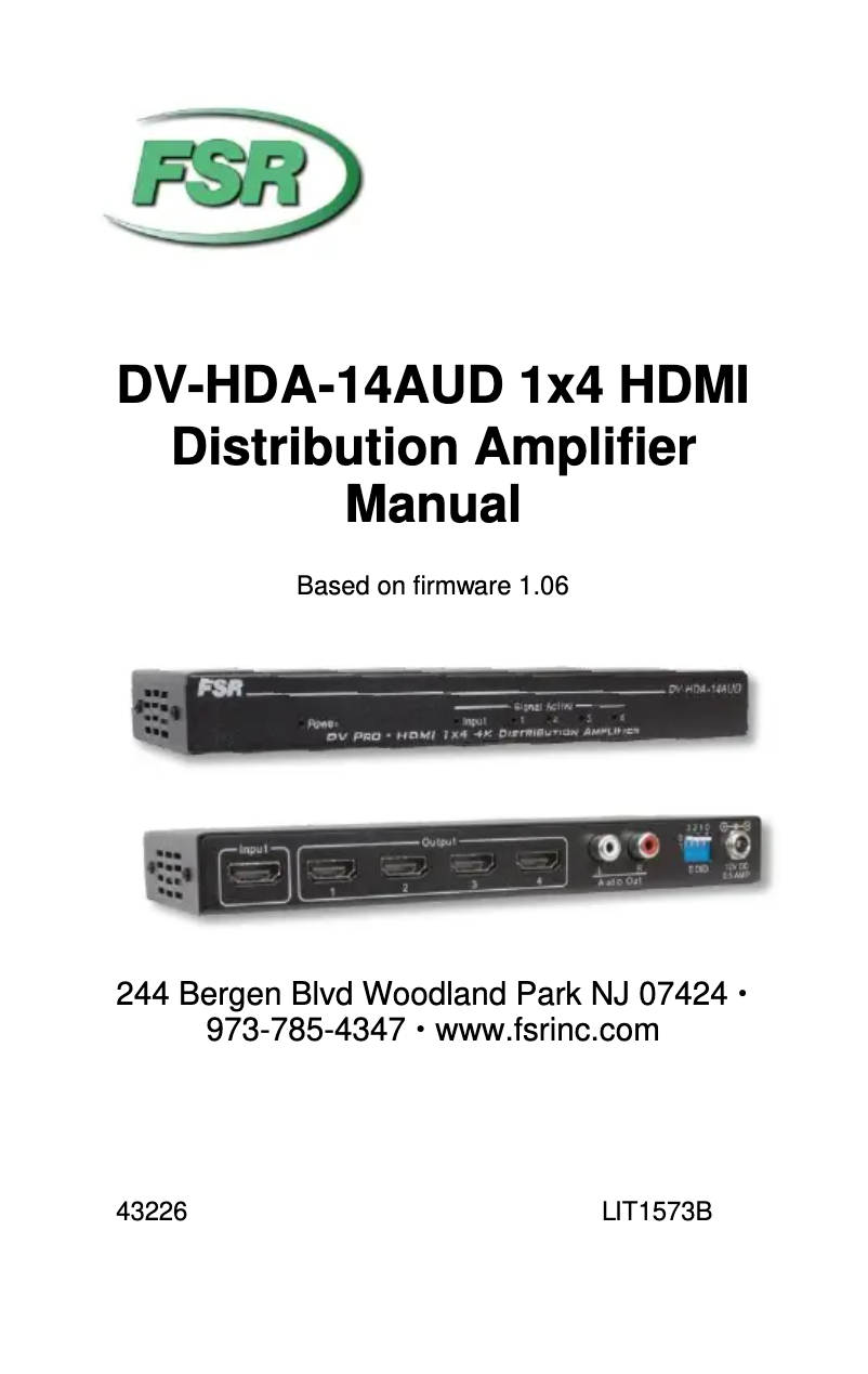 Página 1 del manual Manual de usuario FSR DV-HDA-14AUD