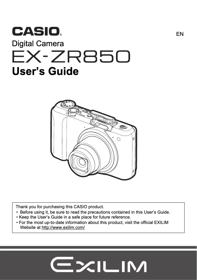 Image de la première page du manuel de l'appareil Exilim EX-ZR850