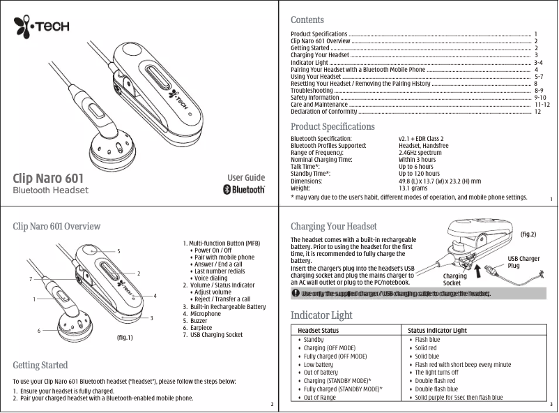 Image de la première page du manuel de l'appareil Clip Naro 601