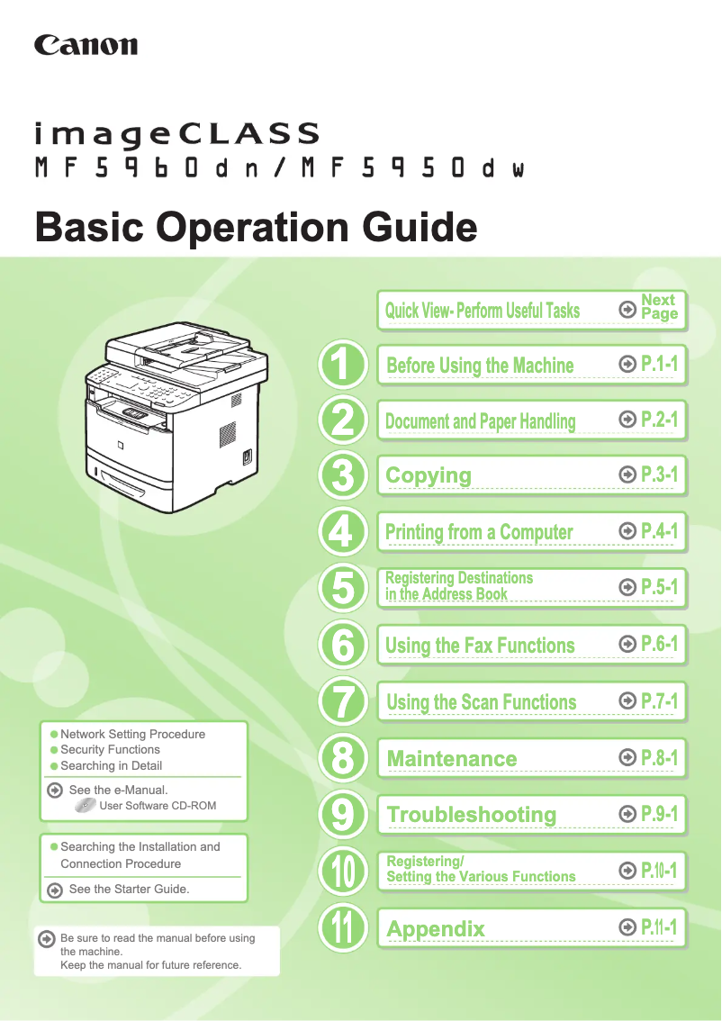 Image de la première page du manuel de l'appareil imageCLASS MF5960DN