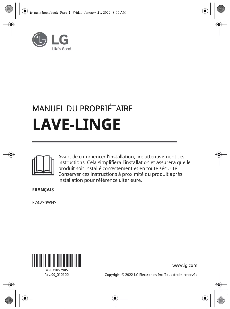 Page n°1 - Manuel utilisateur LG F24V30WHS