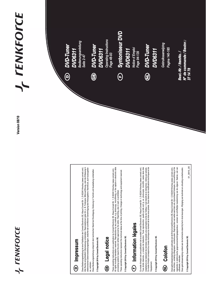 Página 1 del manual Manual de usuario Renkforce DVD 6311