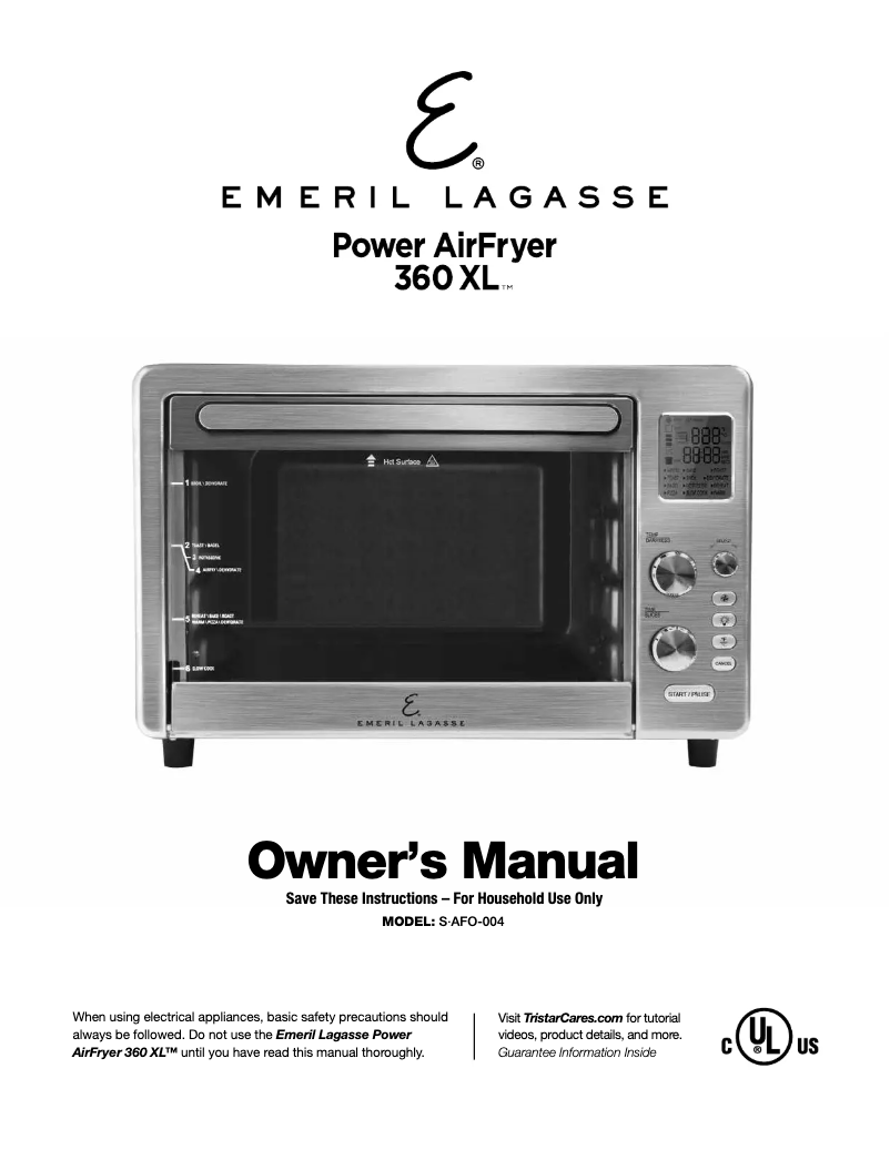 Page n°1 - Manuel utilisateur Emeril Lagasse Power AirFryer 360 XL S-AFO-004