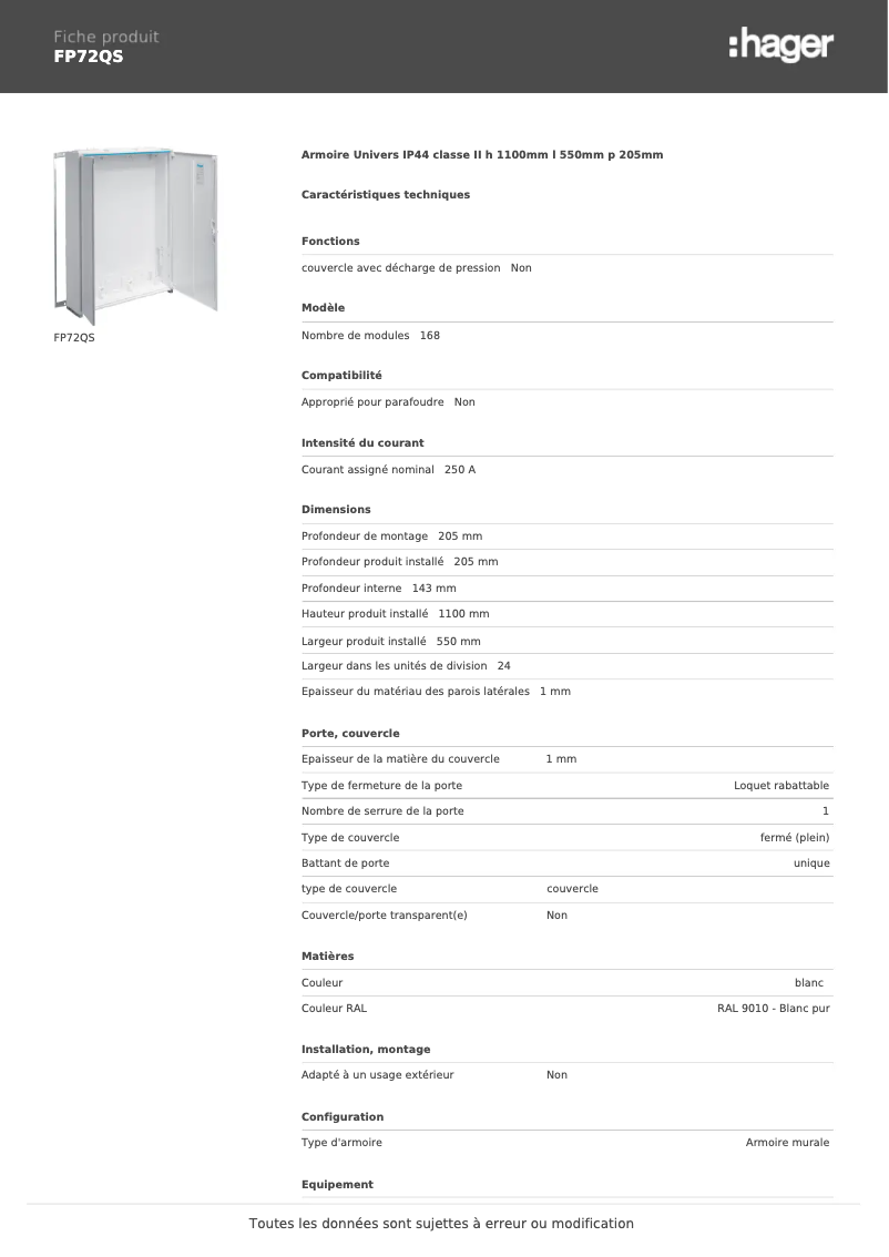 Image de la première page du manuel de l'appareil FP72QS