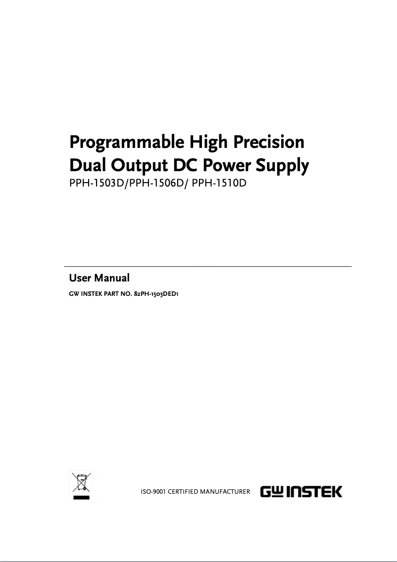 Page 1 de la notice Manuel utilisateur GW Instek PPH-1510D