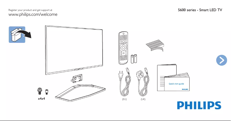 Page n°1 - Guide de démarrage rapide Philips 55PFH5609