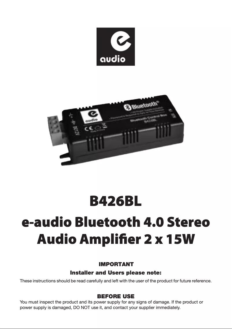 Image de la première page du manuel de l'appareil B426BL