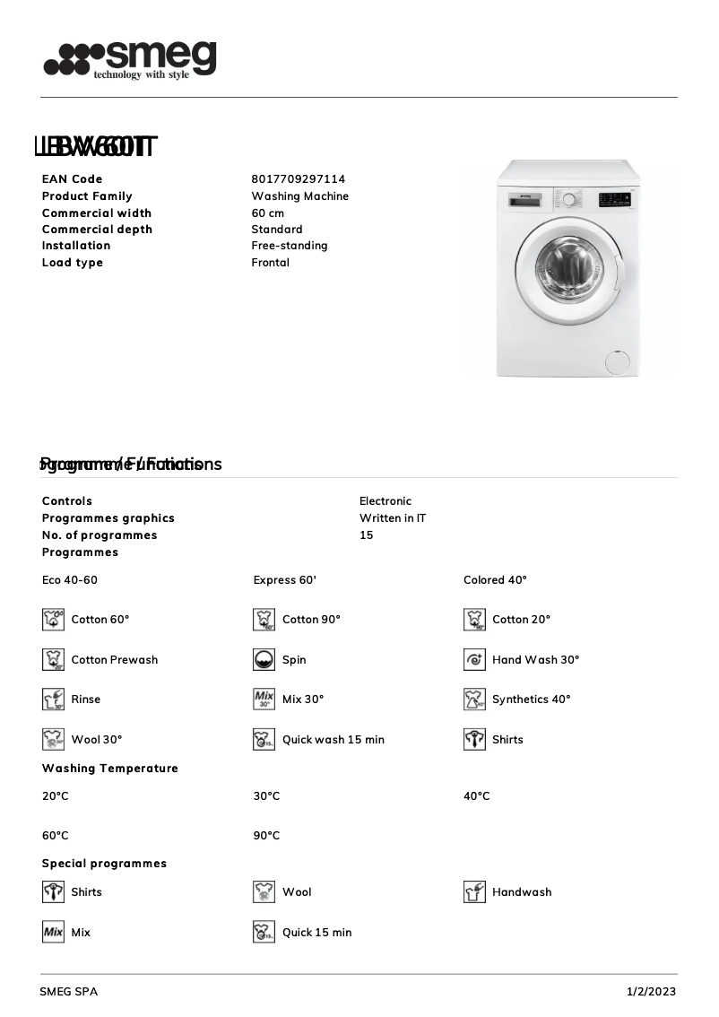 Page n°1 - Brochure Smeg LBW60IT