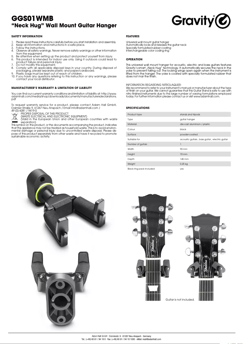 Image de la première page du manuel de l'appareil GS 01 WMB