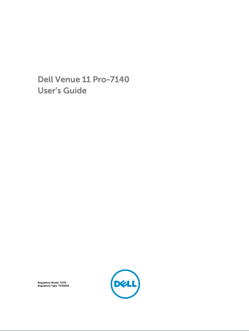 Page 1 de la notice Manuel utilisateur Dell Venue 11 Pro 7000