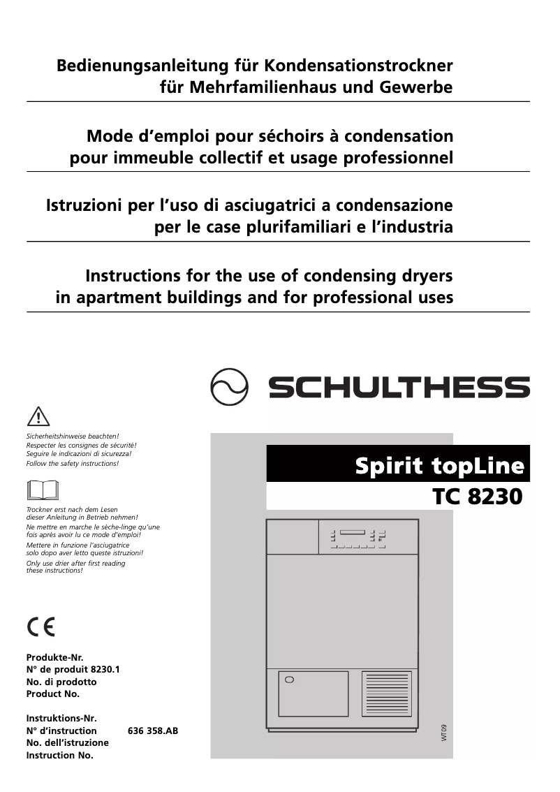 Page n°1 - Manuel utilisateur Schulthess Spirit TopLine TC 8230