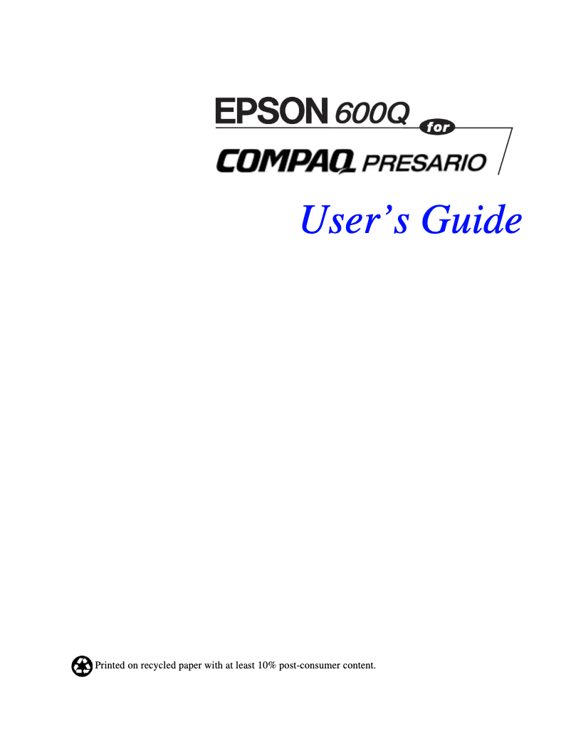 Page n°1 - Manuel utilisateur Epson 600Q