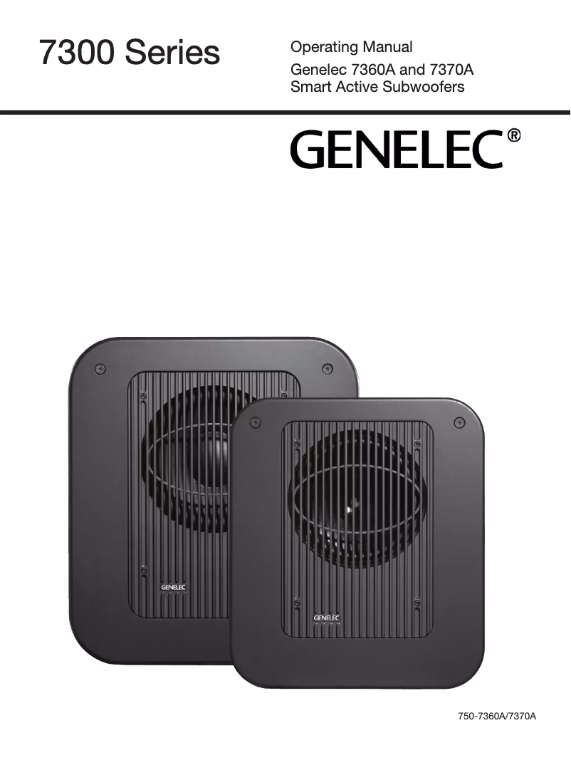 Page 1 of the manual User Manual Genelec 7370APM