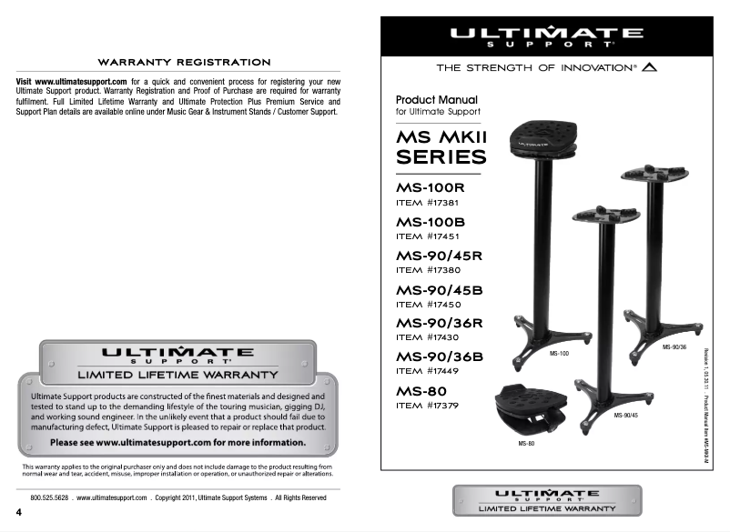 Page n°1 - Manuel utilisateur Ultimate Support MS-90/45