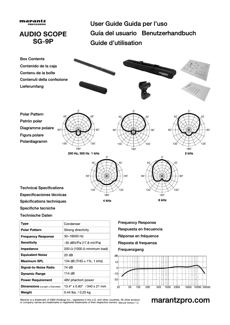 Page n°1 - Manuel utilisateur Marantz Audio Scope SG-9P