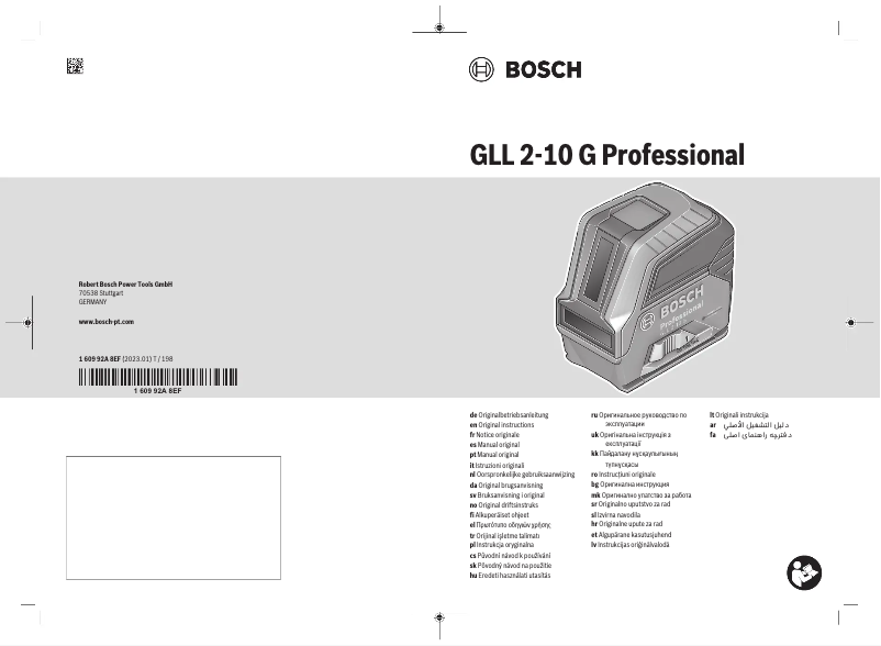 Page 1 de la notice Manuel utilisateur Bosch GLL 2-10 G Professional