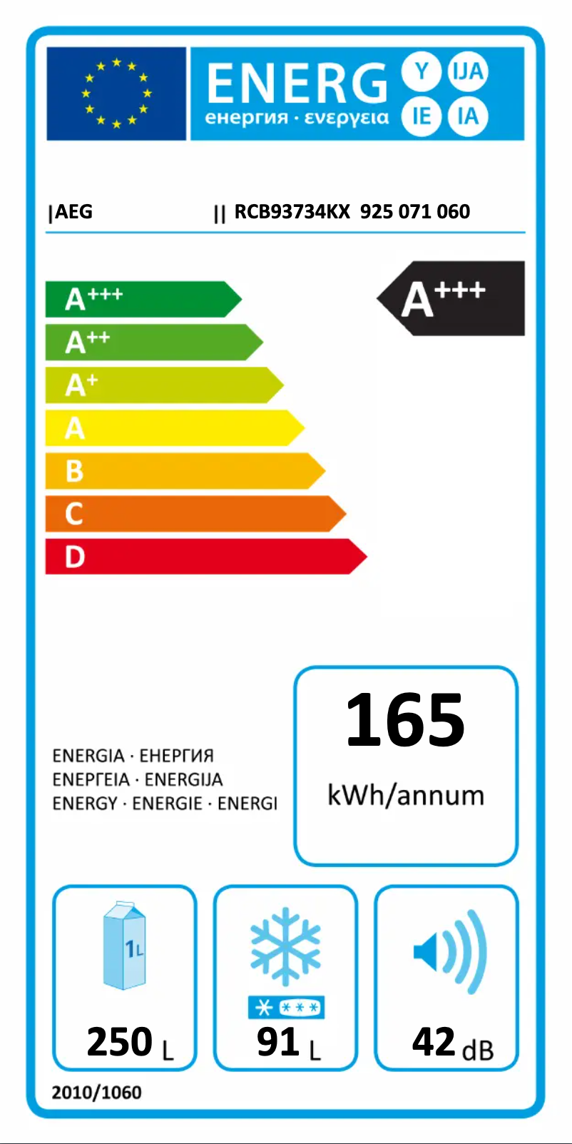 Página 1 del manual Etiqueta energética AEG RCB93734KX
