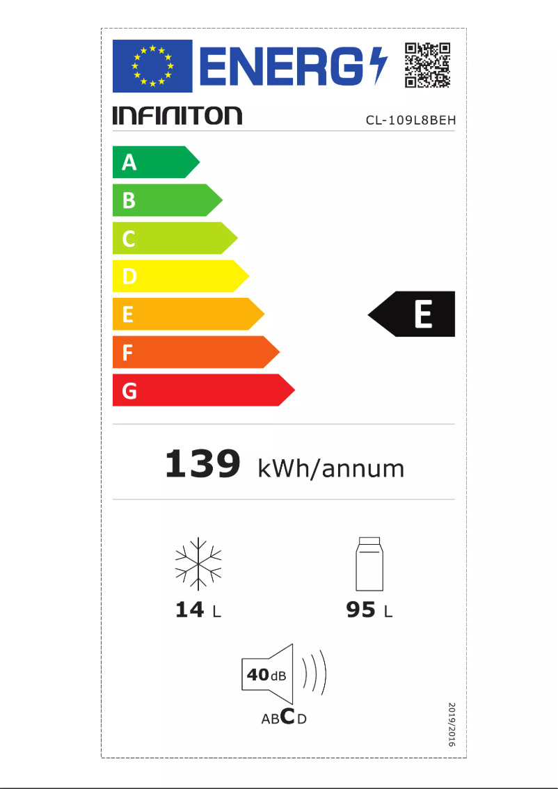 Page n°1 - Label énergétique Infiniton CL-109L8BEH