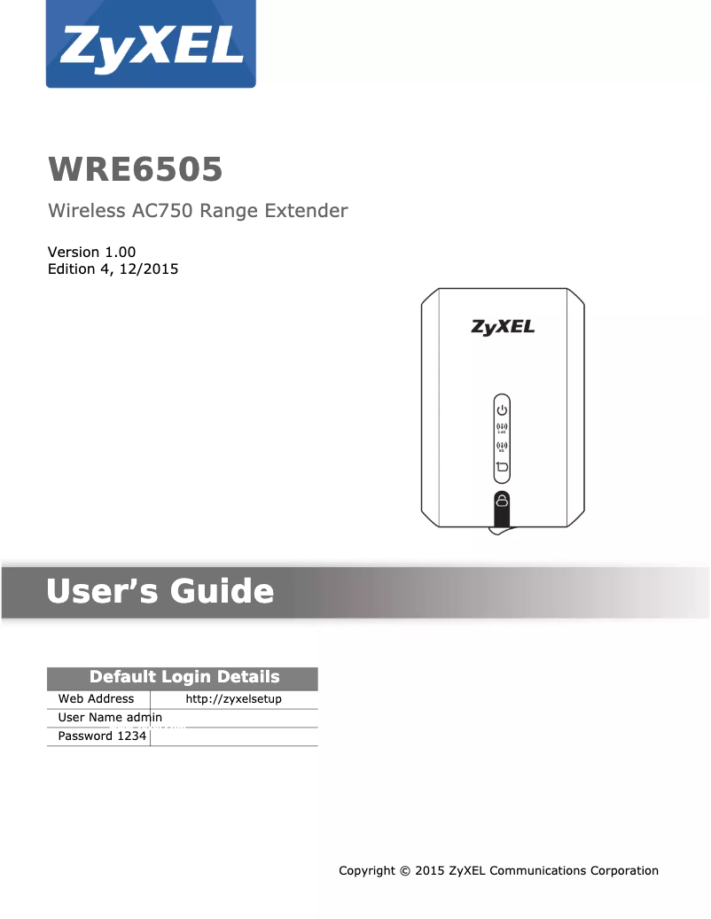 Page 1 de la notice Manuel utilisateur ZyXEL WRE6505
