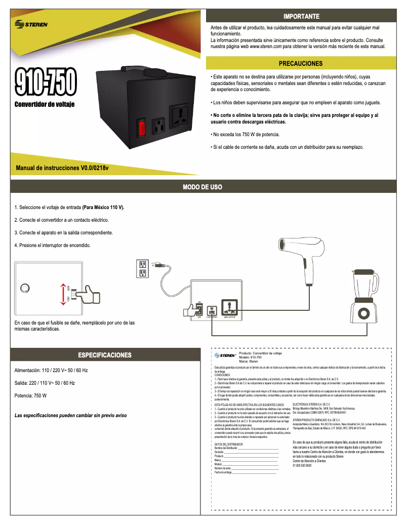 Image de la première page du manuel de l'appareil 910-750