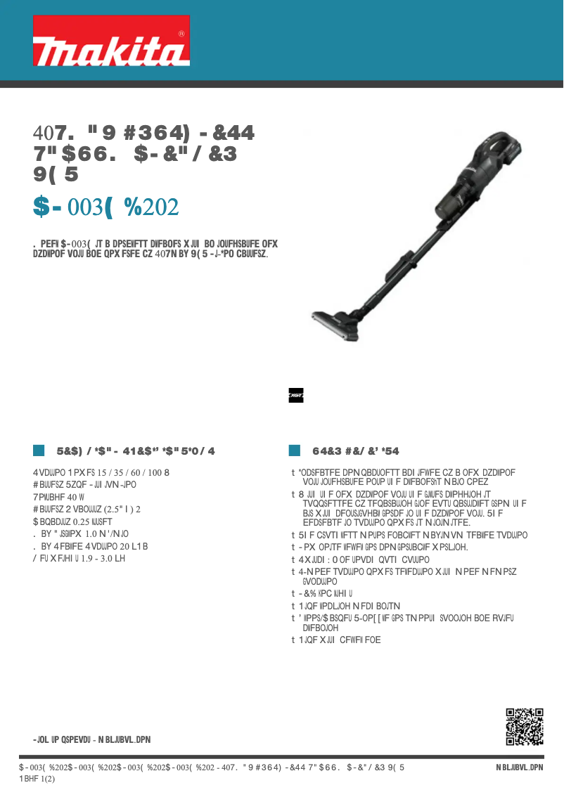 Page n°1 - Fiche technique Makita CL003G