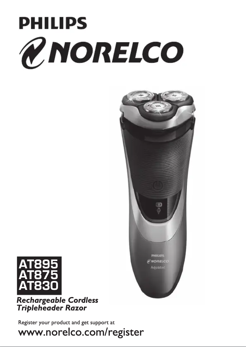 Page n°1 - Manuel utilisateur Philips AquaTouch AT830