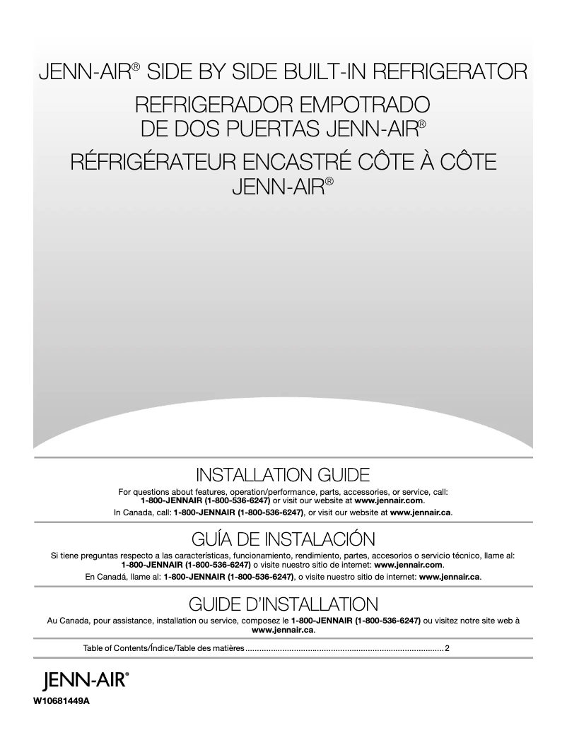 Page n°1 - Guide d'installation JennAir JS48NXFXDW