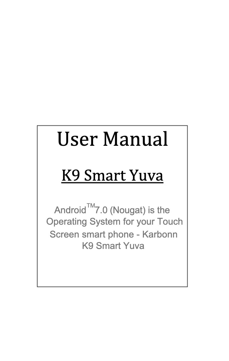 Page n°1 - Manuel utilisateur Karbonn K9 Smart Yuva