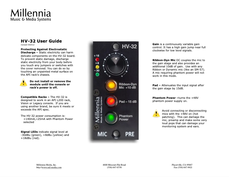 Image de la première page du manuel de l'appareil HV-32