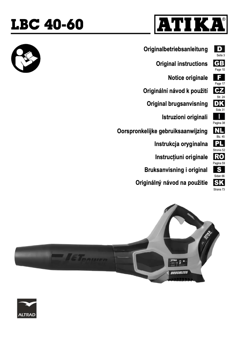 Page n°1 - Manuel utilisateur ATIKA LBC 40-60