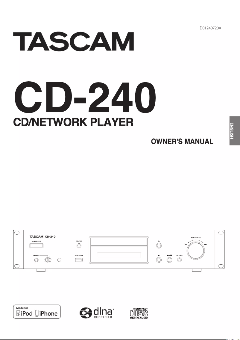 Page n°1 - Manuel utilisateur Tascam CD-240