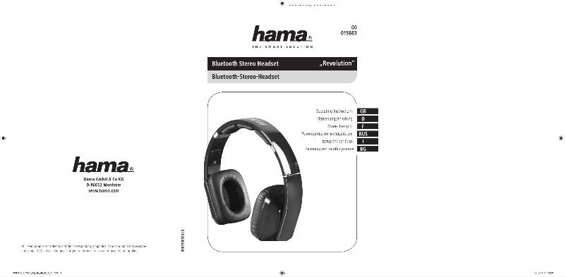 Page 1 de la notice Manuel utilisateur Hama 15664