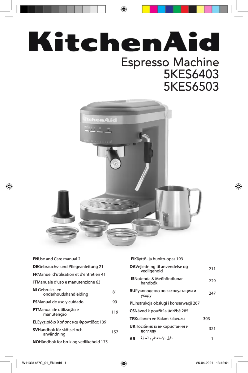Page n°1 - Manuel utilisateur KitchenAid 5KES6403