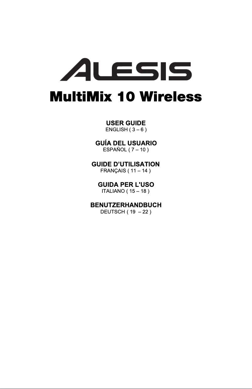 Page 1 de la notice Manuel utilisateur Alesis MultiMix 10 Wireless