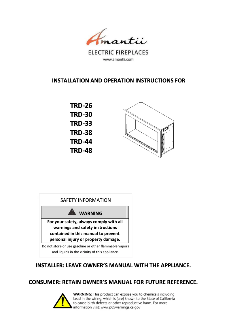 Page n°1 - Manuel utilisateur Amantii TRD-26
