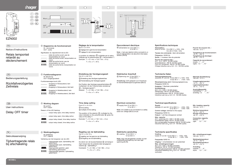 Page 1 de la notice Mode d'emploi Hager EZN002