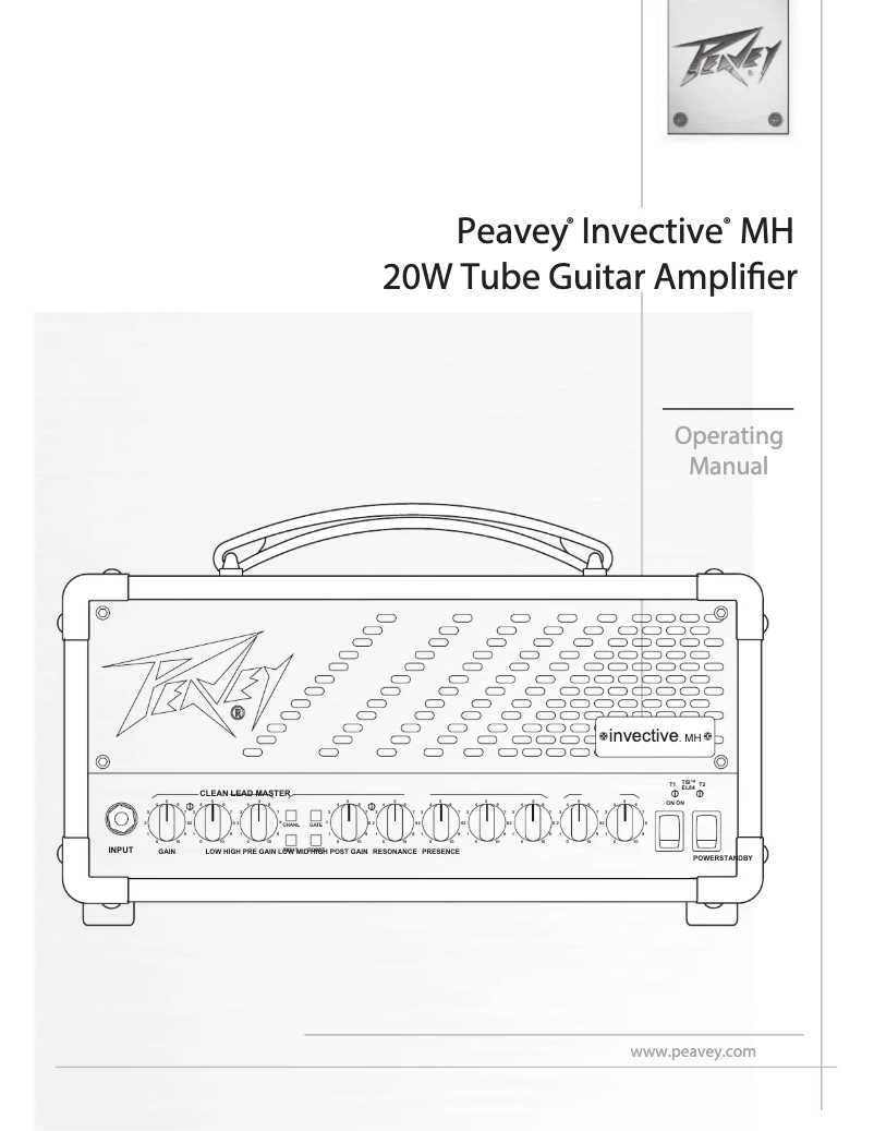 Page 1 de la notice Manuel utilisateur Peavey Invective MH