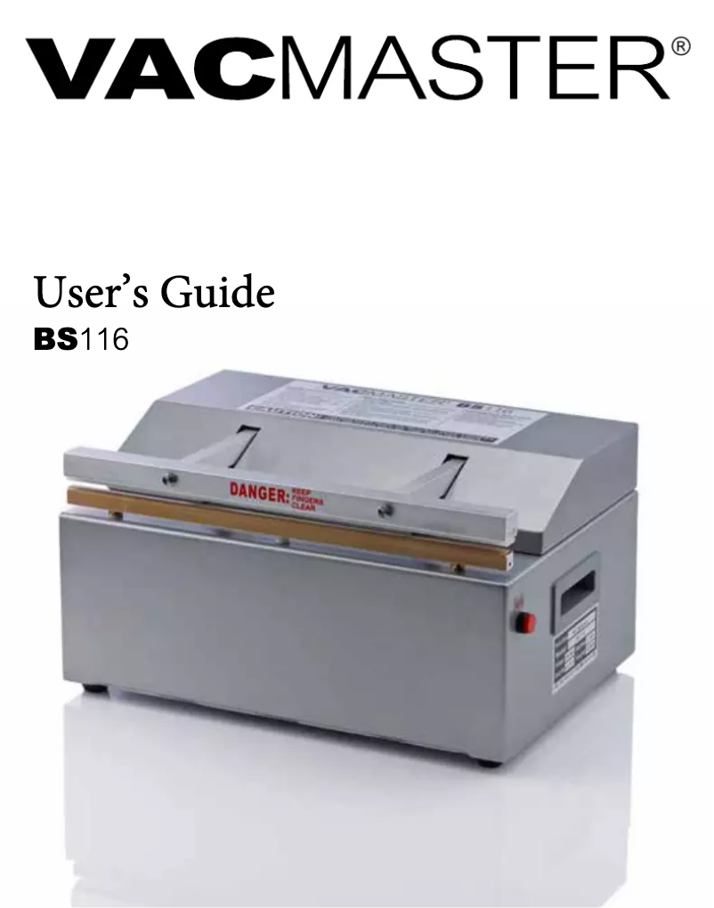 Page n°1 - Manuel utilisateur Vacmaster BS116