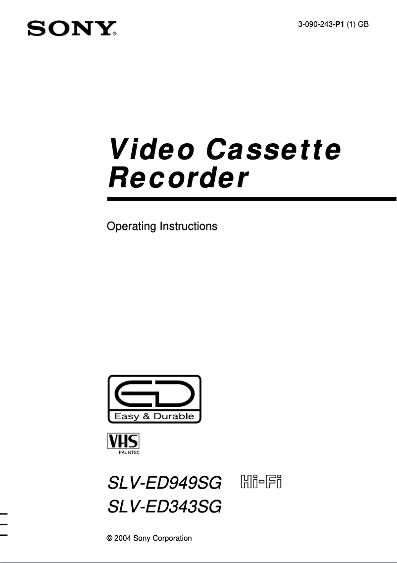 Page n°1 - Manuel utilisateur Sony SLV-ED343ME