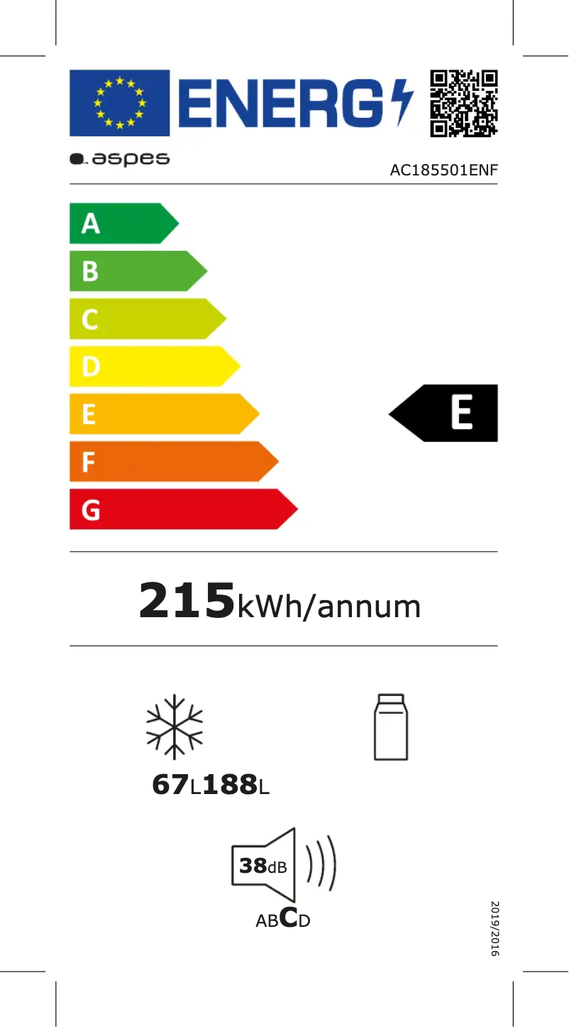 Page 1 de la notice Label énergétique Aspes AC185501ENF