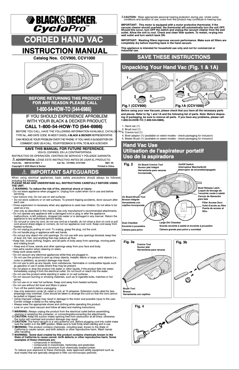 Page 1 de la notice Manuel utilisateur Black & Decker CCV900