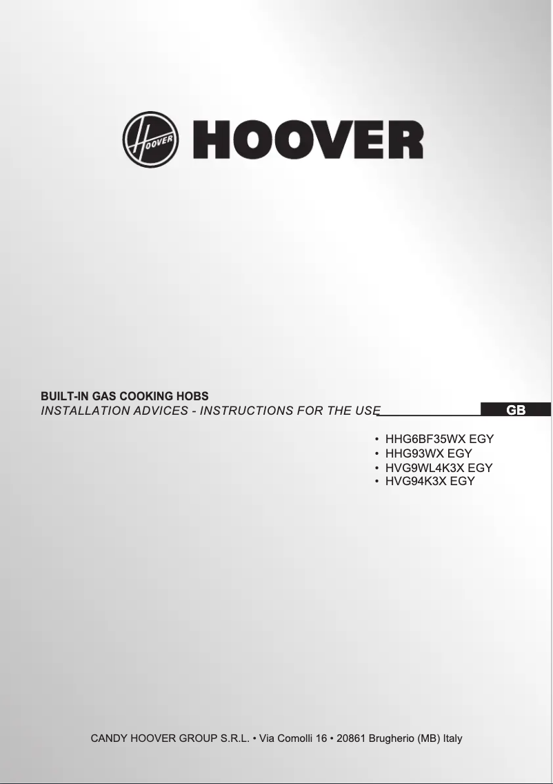 Page 1 de la notice Manuel utilisateur Hoover HVG9WL4K3X EGY
