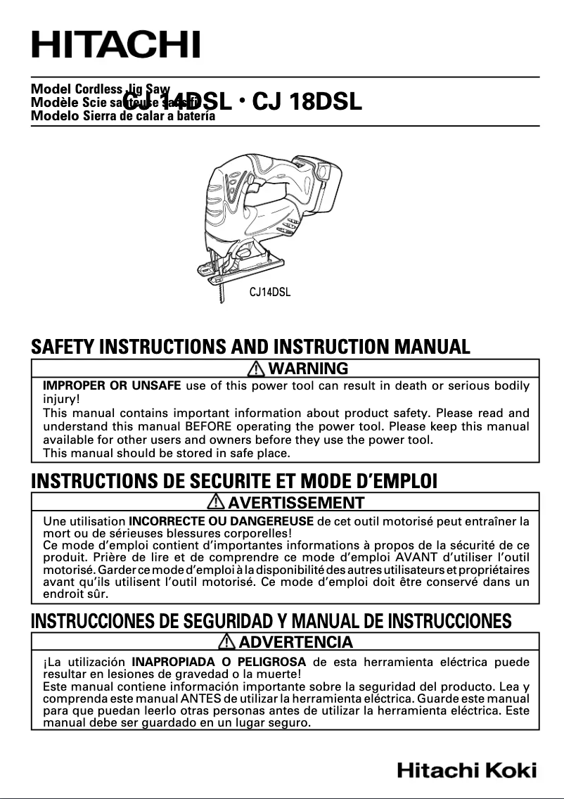 Page n°1 - Manuel utilisateur Hitachi CJ 18DSL