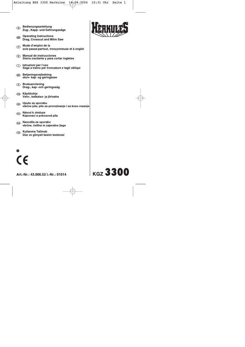 Page n°1 - Manuel utilisateur Herkules KGZ 3300