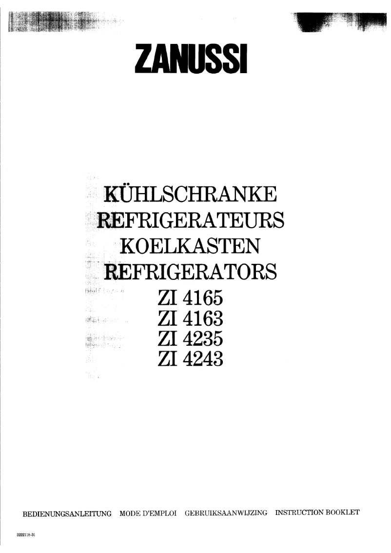 Page 1 de la notice Manuel utilisateur Zanussi ZI 4165
