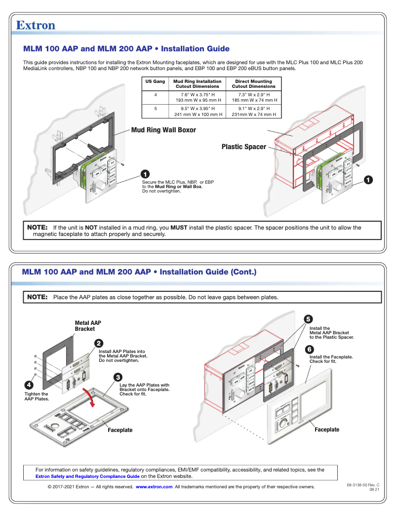 Page 1 de la notice Manuel utilisateur Extron MLM 100 AAP