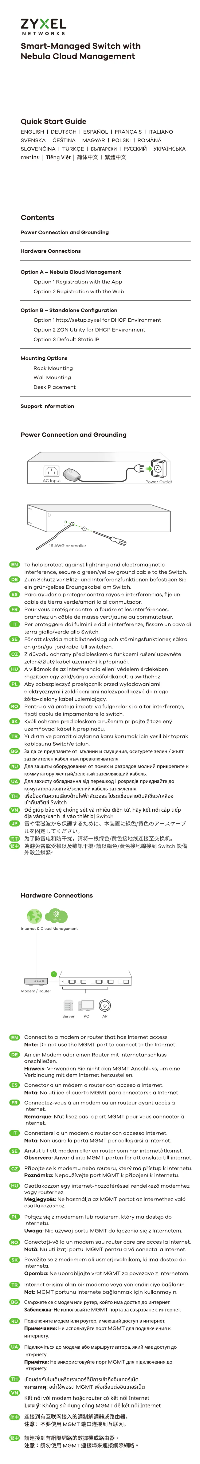 Page 1 de la notice Guide de démarrage rapide ZyXEL XGS1935-28HP